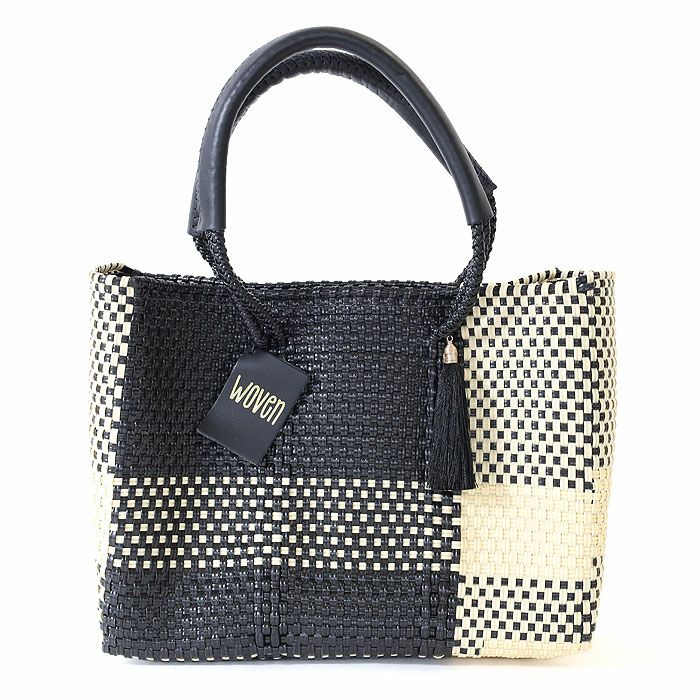 WOVEN かごバッグ 【訳あり】 ウーヴン WOVEN スモールトート bk-bag-bl-wh-s -waja bazar