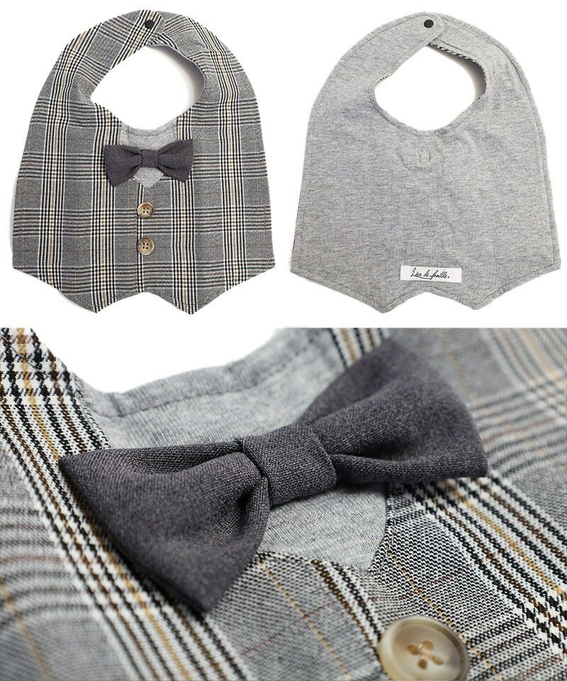 3点☆送料無料☆ベビーパンツ&タキシード風スタイ&おそろリボンゴム 3