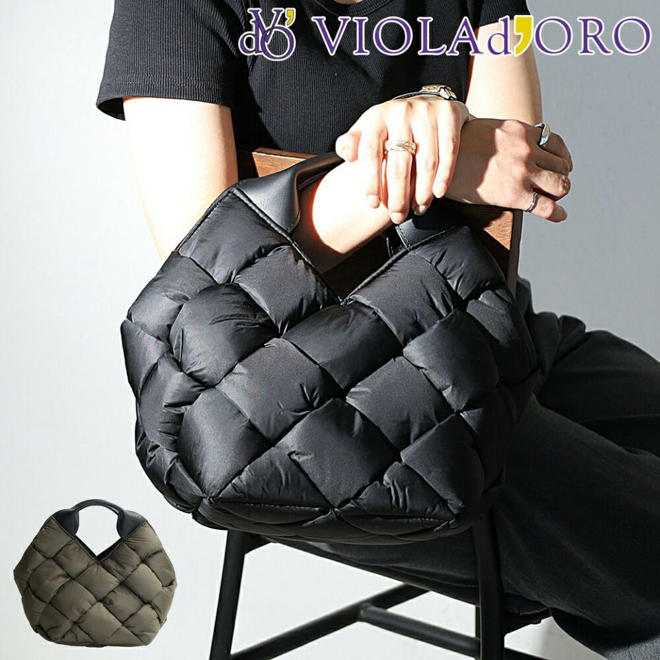 VIOLAd'ORO ボンディングナイロンメッシュワンショルダーバッグ 黒 ナイロンボンディングメッシュバッグ【VIOLAd'ORO/ヴィオラ
