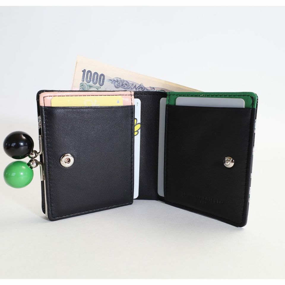 tsumori chisato CARRY グリッターフラワー がま口二つ折り財布