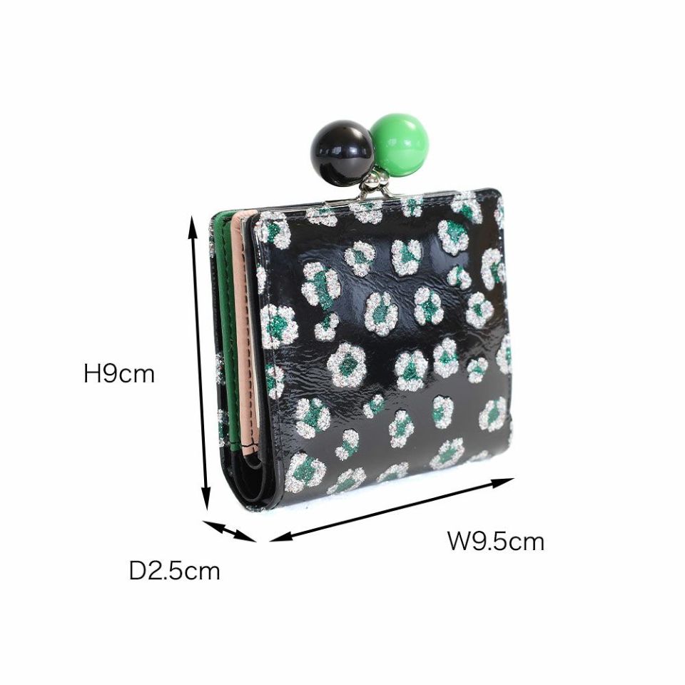 tsumori chisato CARRY グリッターフラワー がま口二つ折り財布